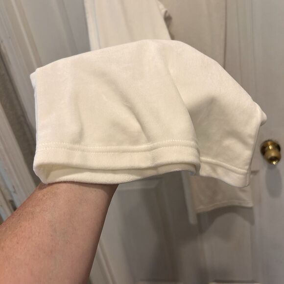 Avia‎ Y2K Velvet Track Suit Size Large White Cream 1/2 Zip Crop Top Flare Pants - Picture 7 of 9